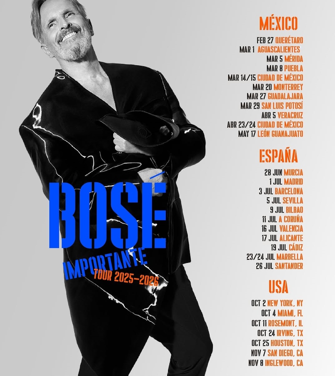 Miguel Bosé Importante Tour Poster 2025